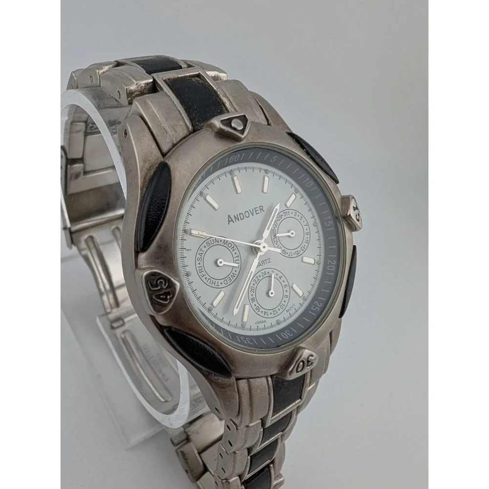 Andover Watch Men 40mm Case‎ Black & Silver 6.75